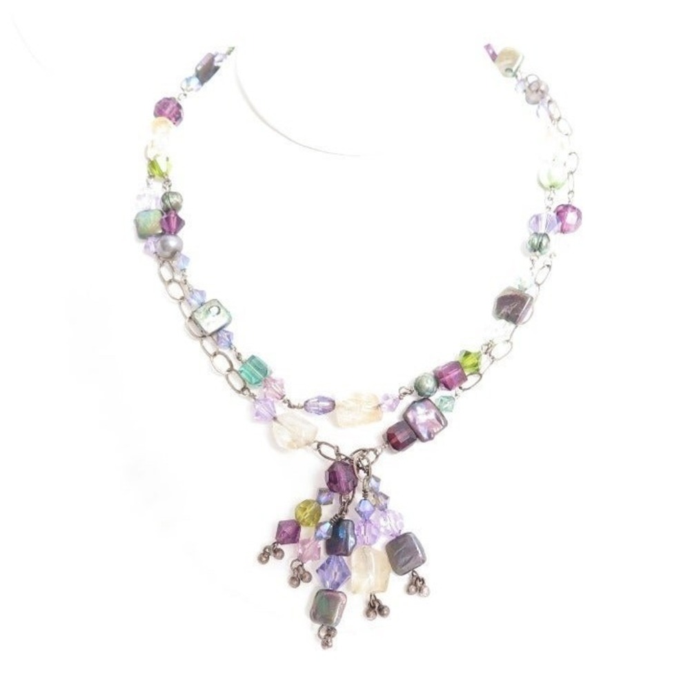 Beautiful‎ Purple Crystal Quartz Tiered Necklace